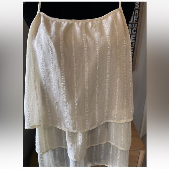 Tulle Tank Top Blouse M Cream Spaghetti Strap Layered Dainty Coquette Boho EUC - Picture 5 of 8